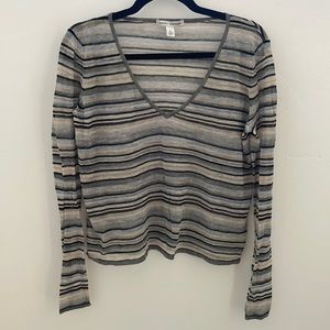 Autumn Cashmere medium Multi striped v neck tee